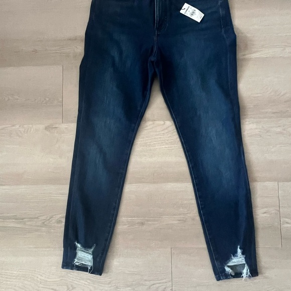 Express Dark Indigo Women's Cropped High Rise Skinny Jeans Size 6 NWT - Picture 3 of 8